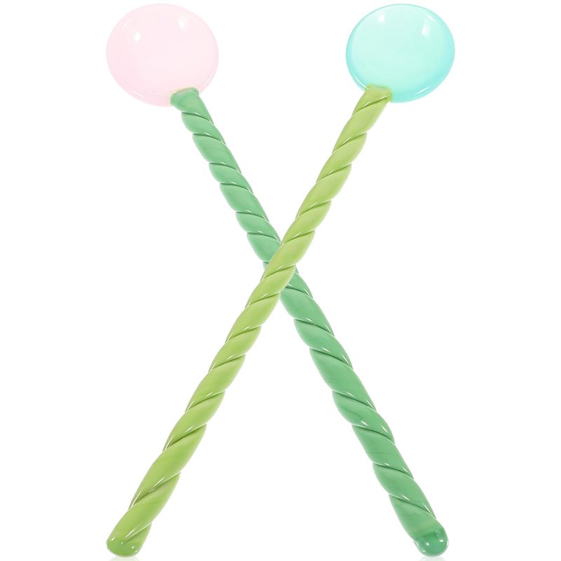 2pcs Reusable Glass Stirring Sticks Drink Stirrer For Juice Cocktails Party Supplies Bar Tools Assorted Color1 17X3CM - Image 2