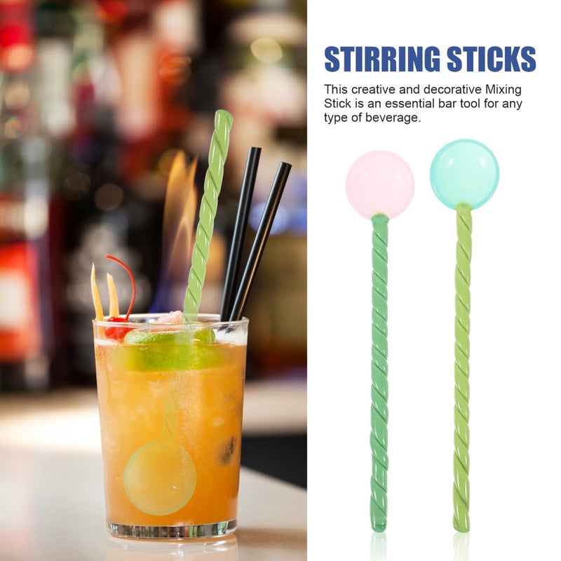 2pcs Reusable Glass Stirring Sticks Drink Stirrer For Juice Cocktails Party Supplies Bar Tools Assorted Color1 17X3CM - Image 4