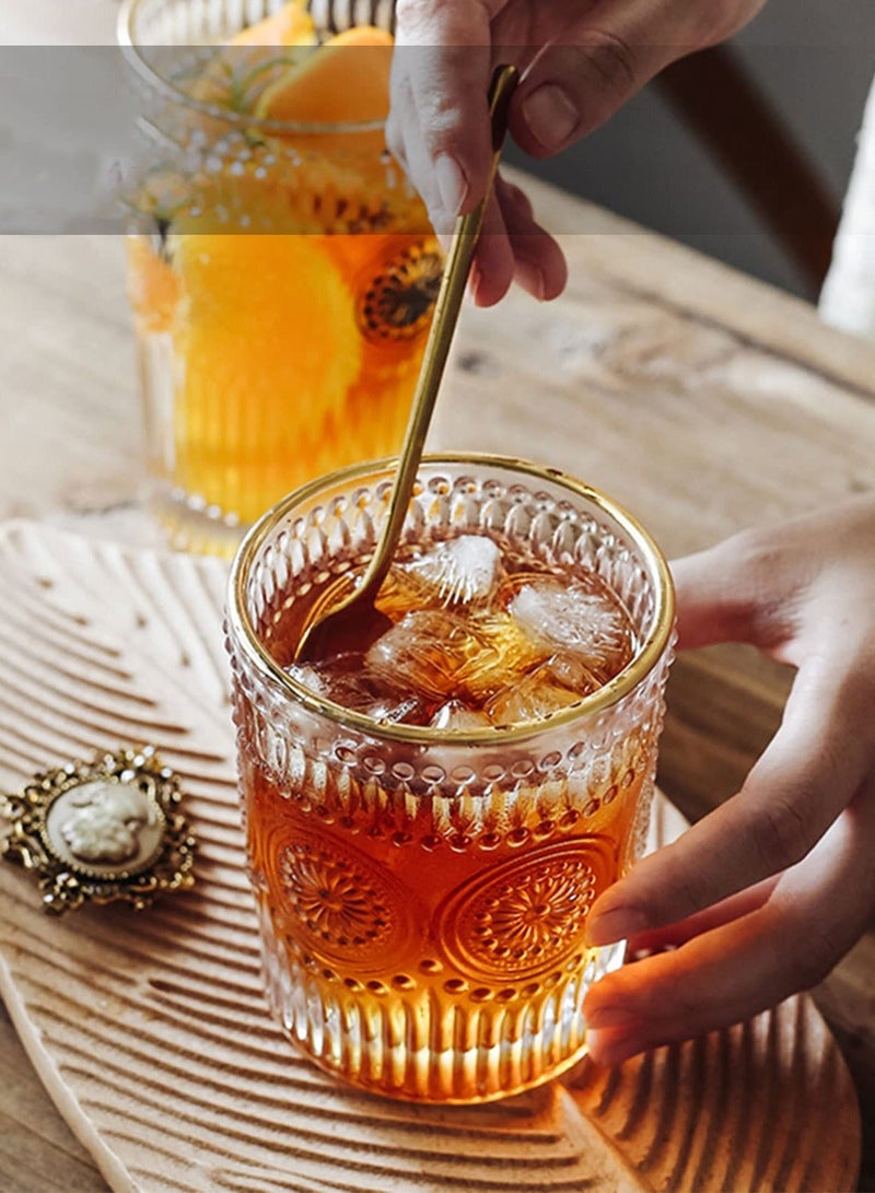 Y&D Water Glasses Drinking Cups Set, 4 Pcs Vintage Crystal Glassware Sets, Glass Cup, for Juice Coffee Beverages, Refreshments, Set Dinner Parties, Restaurants, Home  - Image 2