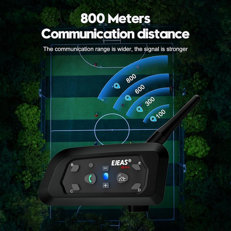 EJEAS V6C Professional Football Referee Bluetooth Intercom Headset, 800 m, 2 People, Full Duplex, Speaking Simultaneously, for Football and Handball Referees (Pack of 1) - Image 5