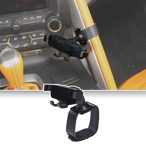 Qiosreui Phone Holder for Chevrolet Corvette C7 2014-2019 Center Contral Handle Grab Cell Phone Holder Mount Dash Clip Center Console Hands-Free Mobile Phone Stand Clamp Navigation Bracket Accessories (Black) - Image 5