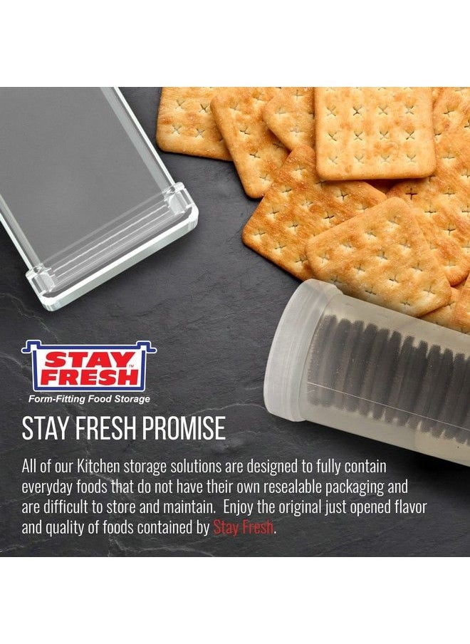 Stay Fresh - Cracker Container Set Of 2 Kitchen Discovery Round And Square Sizes For Nocrush Saltine Cracker And Cookie Storage Retains Justopened Crispness And Flavor - Image 1
