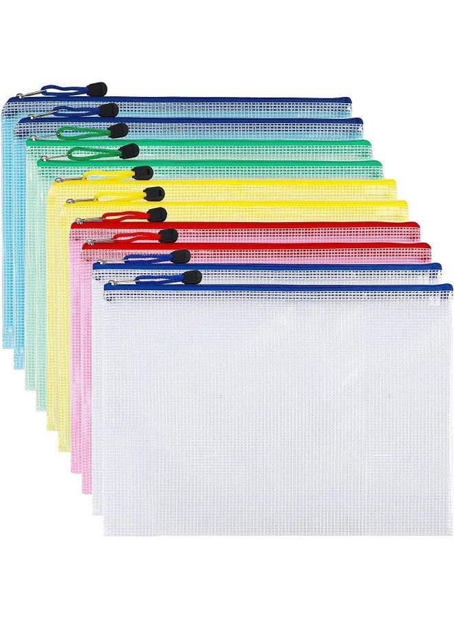 ECVV ECVV 12 Pcs Mesh Zipper Pouch Zipper Bags, Puzzle Bag for Organizing Storage, Letter Size, A4 Size, Zipper File Bags for School, Board Games and Office Supplies | 29 x 21 cm |  - Image 1