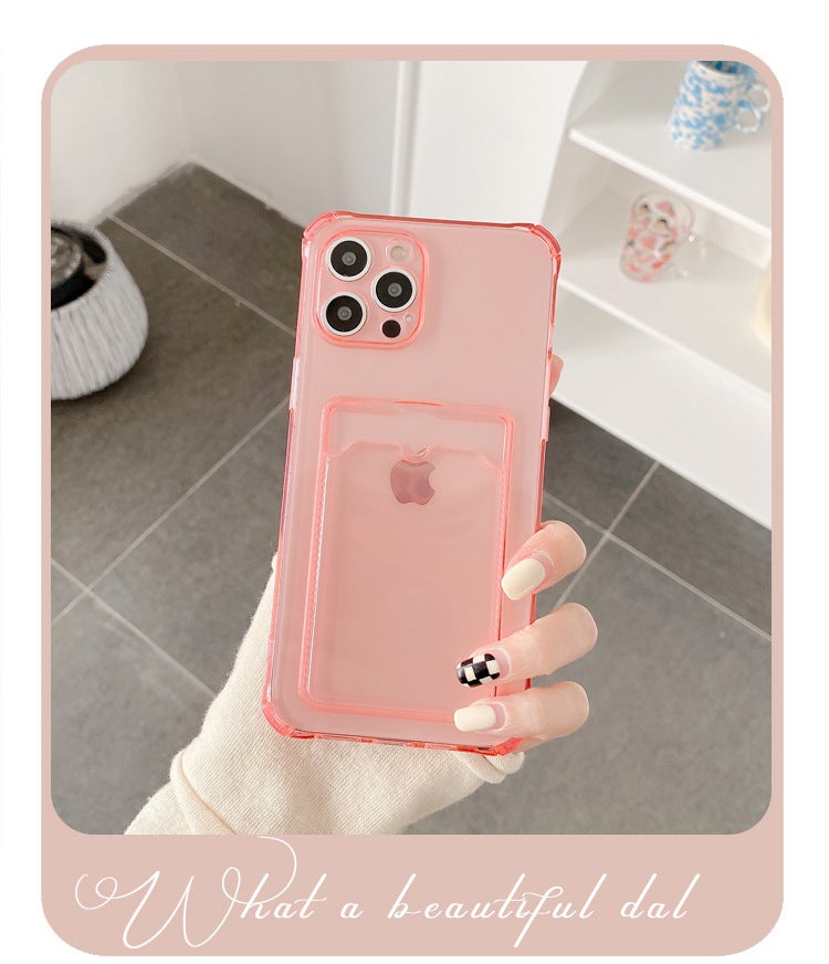 Solid Color Card Holder Suitable for iPhone 16 Phone Case, Apple 15 Pro Max Transparent 13/14 Simple 17 Silicone Case - Image 5