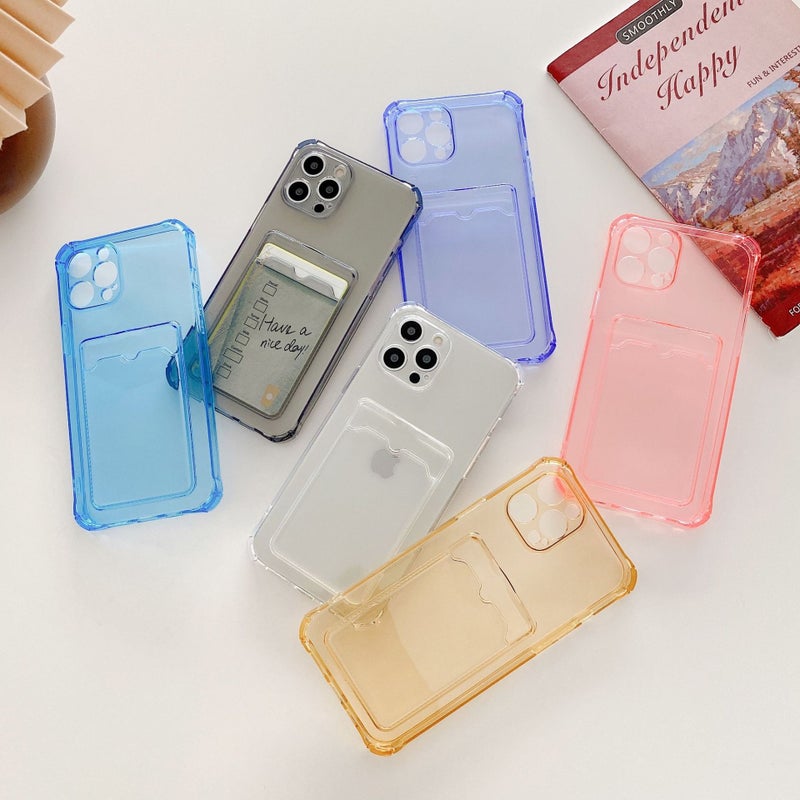 Solid Color Card Holder Suitable for iPhone 16 Phone Case, Apple 15 Pro Max Transparent 13/14 Simple 17 Silicone Case - Image 2