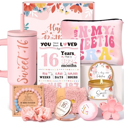 Frerdui Sweet 16 Gifts for Girls 16th Birthday Gifts for Girls Best Presents for 16 Year Old Girl Teen 16th Birthday Decorations Teen Girl Trendy Stuff 11 Pcs Unique Sweet Sixteen Gift for Daughter Niece - Image 1