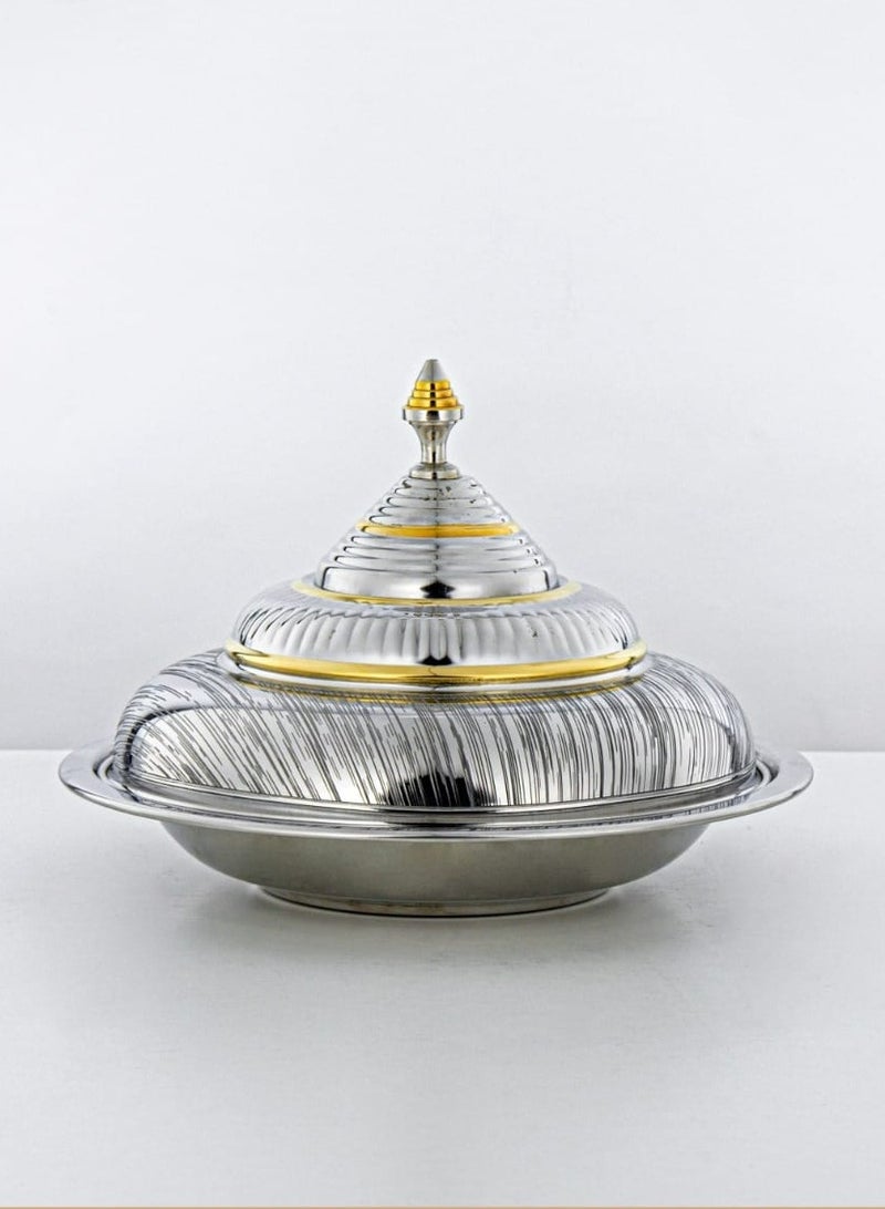 30 CM Tahani Collection Stainless Steel Koozy Tray Silver & Gold