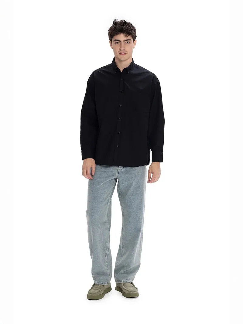 جيستو GIESTO Regular Fit Long Sleeve Poplin Shirt with Button Closure