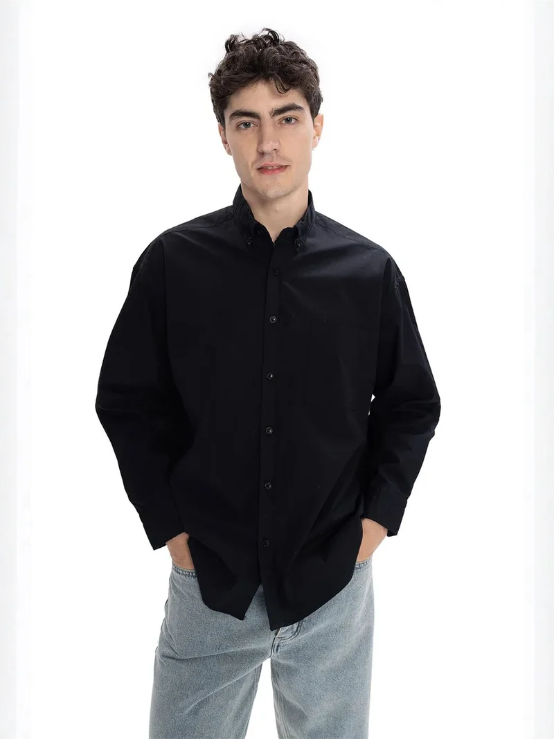 جيستو GIESTO Regular Fit Long Sleeve Poplin Shirt with Button Closure