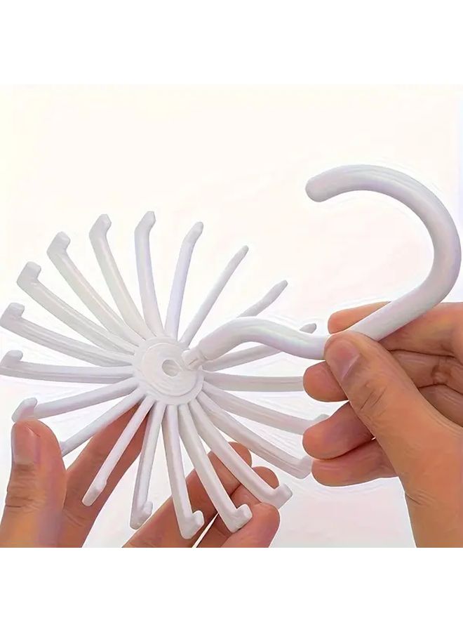 White Rotating Belt Hanger Wall Mounted Organizer For Scarves Coats Hats Accessories - Image 5