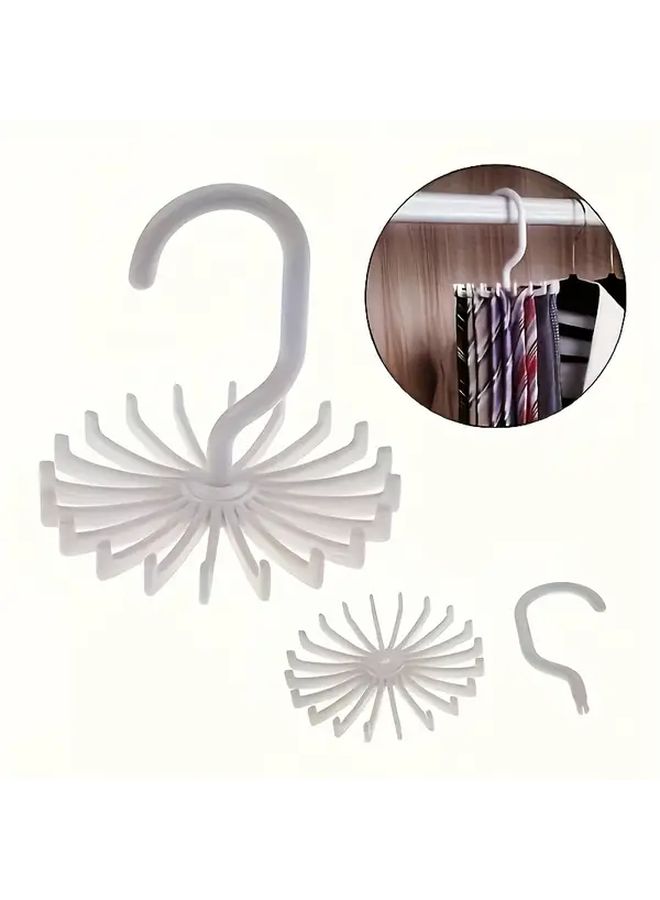 White Rotating Belt Hanger Wall Mounted Organizer For Scarves Coats Hats Accessories - Image 4