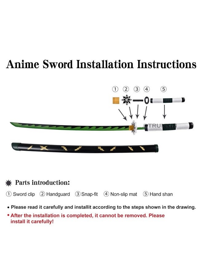 Trunkin Trunkin 12 Years & More Katana For Cosplay Life Size Replica Wooden Toy Anime Accessory Toy Collectible | Wooden Sword (Sanemi Shinazugawa Cosplay)  - Image 5