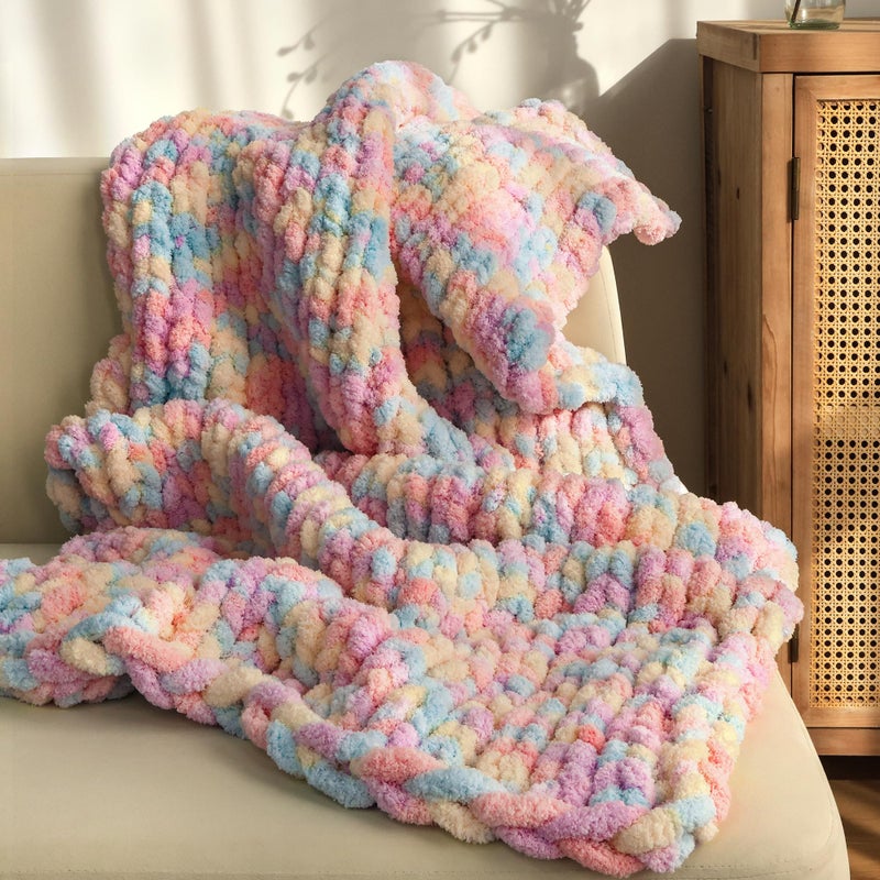 mellobello Jumbo Chunky Yarn for Hand Knitting - Super Thick Chenille Chunky Yarn for Crocheting - Extra Soft Bulky Fluffy Blanket Big Yarns 8 Jumbo Pack (27yds,8 oz Each Skein) - Image 2