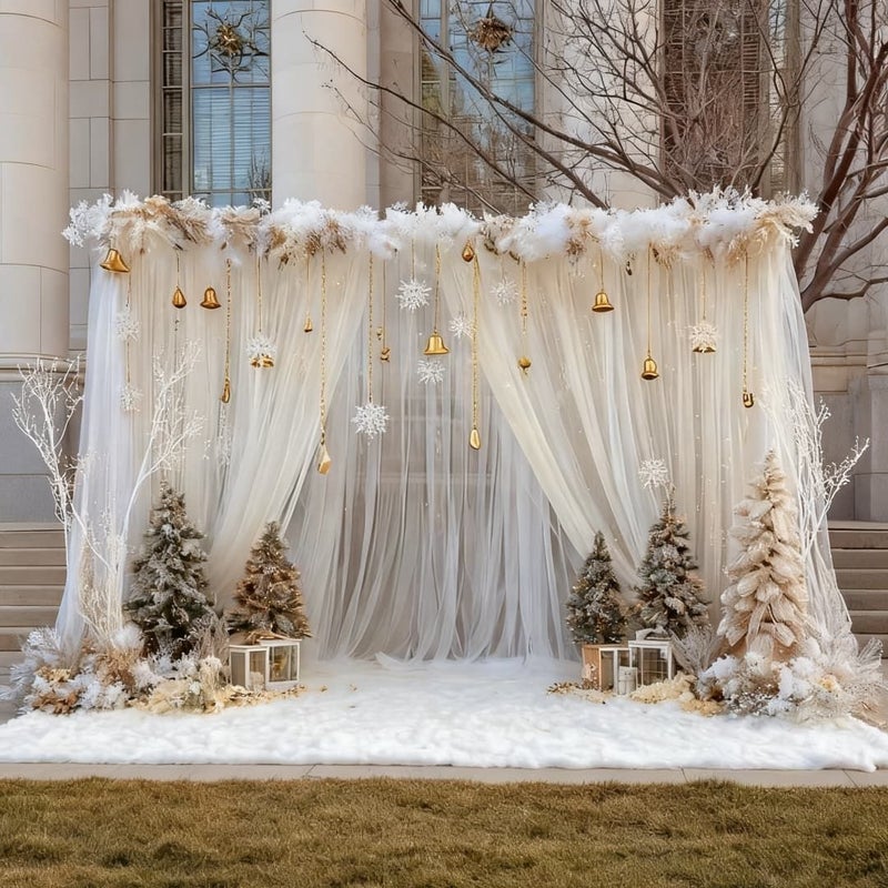 White Extra Long Velvet Tulle Mesh Roll 29.5in by 1985.5in Hand Washable Mesh Material with Strong Hanger for DIY Wedding Arch and Party Decorations Feather Free Design - Image 2