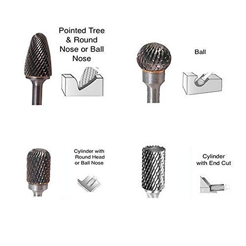 YEEZUGO 8pcs Carbide Rotary Burr Set, Double Cut 1/4''(6.35mm) Shank Solid Carbide Rotary Burr Set for Die Grinder Drill for Woodworking,Drilling, Metal Carving, Engraving, Polishing by YEEZUGO - Image 4