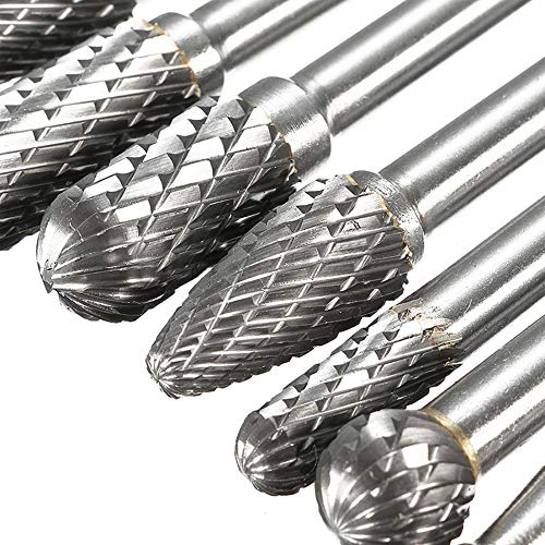 YEEZUGO 8pcs Carbide Rotary Burr Set, Double Cut 1/4''(6.35mm) Shank Solid Carbide Rotary Burr Set for Die Grinder Drill for Woodworking,Drilling, Metal Carving, Engraving, Polishing by YEEZUGO - Image 3