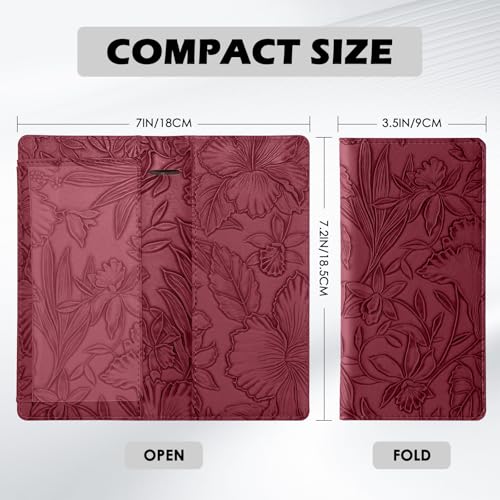 Pisypox Checkbook Cover for Personal Checkbook，Soft PU leather with a detailed embossed flower pattern，with Pen Holder & Built-in Clear Plastic Divider for Duplicate Checks - Image 2