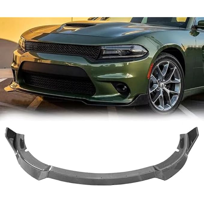 Collect Light Front Bumper Lip for 2015-2023 Dodge Charger SE RT SRT GT Front Lip Splitter Spoiler Air Chin Body Kit (Carbon Fiber) - Image 1