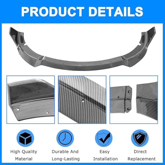 Collect Light Front Bumper Lip for 2015-2023 Dodge Charger SE RT SRT GT Front Lip Splitter Spoiler Air Chin Body Kit (Carbon Fiber) - Image 3