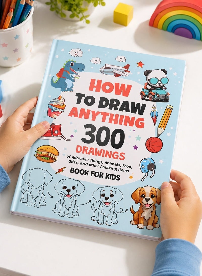 كتاب رسم تعليمي للأطفال: تعلم رسم 300 حيوان لطيف، أطعمة، وأشياء يومية - Image 1