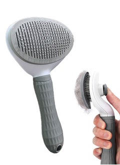 S-Color Cat Grooming Brush Self Cleaning Slicker Brushes for Dogs Cats Pet Brush Tool Gently Removes Loose Undercoat Mats Tangled Hair Massage-Self Suitable for Pets with Long or Short Hair Grey  - Image 1