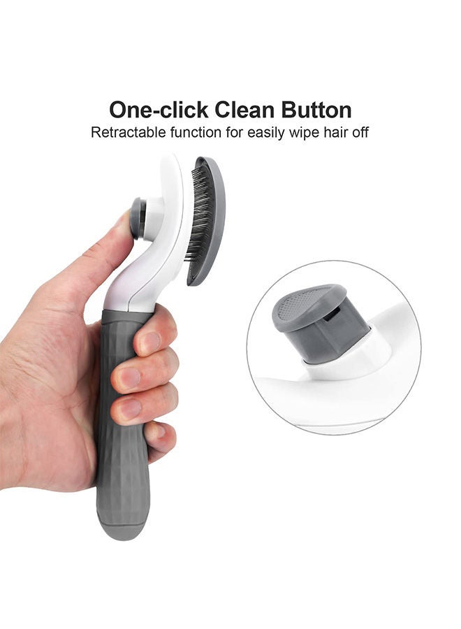 S-Color Cat Grooming Brush Self Cleaning Slicker Brushes for Dogs Cats Pet Brush Tool Gently Removes Loose Undercoat Mats Tangled Hair Massage-Self Suitable for Pets with Long or Short Hair Grey - Image 3