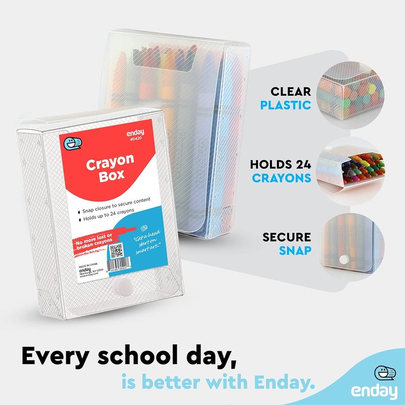 Enday Crayon Box Storage Containers, Clear Crayon Case, Plastic Crayon Boxes for Kids, Cards Small Supplies Organizers Boxes, Snap Closure, 4 Pack – By Enday - Image 3