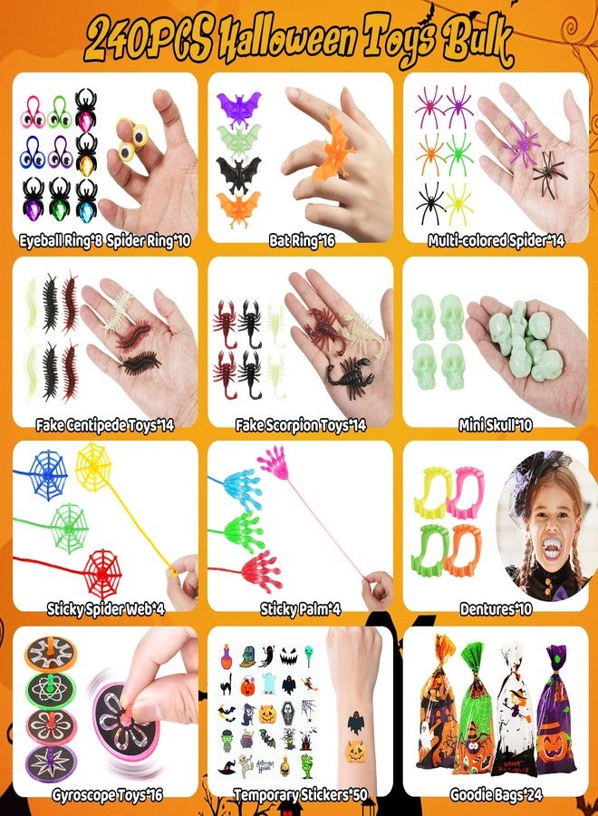 OCHIDO Halloween Party Favors for Kids-240pcs Bulk Halloween Toys Treats Gifts,Halloween Goodie Bags Fillers ,Trick Or Treat , Halloweens School Classroom Carnival Prizes, Treasure Box Toys - Image 3