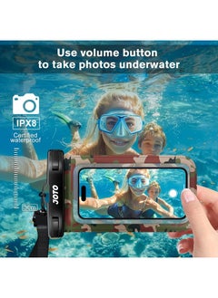 JOTO Universal Waterproof Phone Pouch Cellphone Dry Bag Case for iPhone 14 13 12 11 Pro Max Mini Xs XR X 8 7 6S Plus SE, Galaxy S21 S20 S10 Plus Note 10+ 9, Pixel 4 XL up to 7"-Camo  - Image 2