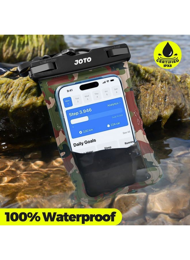 JOTO Universal Waterproof Phone Pouch Cellphone Dry Bag Case for iPhone 17 16 15 14 13 12 11 Pro Max Air Mini Plus Xs XR X 8 7 6S, Galaxy S23 S22 S21 Plus Note, Pixel up to 7" -Camo - Image 2