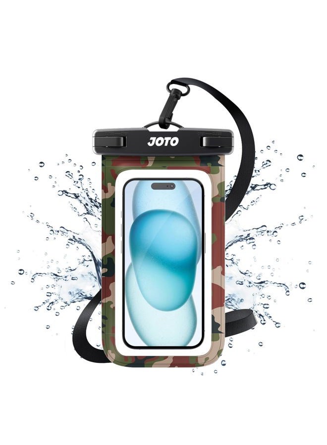 JOTO Universal Waterproof Phone Pouch Cellphone Dry Bag Case for iPhone 17 16 15 14 13 12 11 Pro Max Air Mini Plus Xs XR X 8 7 6S, Galaxy S23 S22 S21 Plus Note, Pixel up to 7" -Camo - Image 1