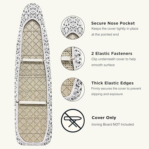 UniSimp Ironing Board Cover and Pad 15"x54" Extra Thick Natural Cotton, Scorch and Stain Resistant Padding,Standard Size Iron Board Cover with Fasteners Heavy Duty Elastic Edge, Heatproof Ash - Image 3