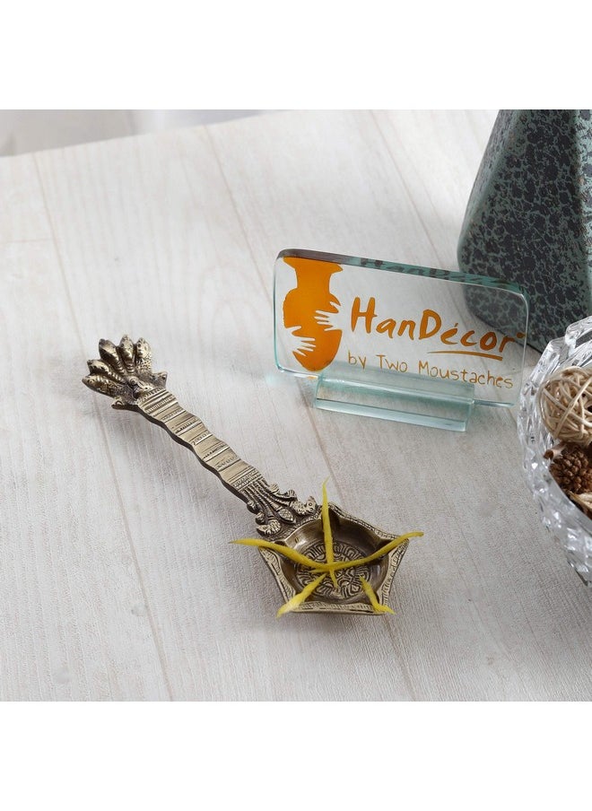 Two Moustaches Two Moustaches Brass Panchmukhi Nag Head Pooja Spoon, Havan Spoon, Traditional Brass Pooja Items, Standard, Pack of 1  - Image 4