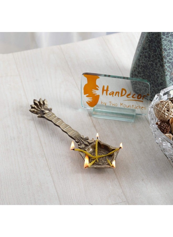 Two Moustaches Two Moustaches Brass Panchmukhi Nag Head Pooja Spoon, Havan Spoon, Traditional Brass Pooja Items, Standard, Pack of 1  - Image 2
