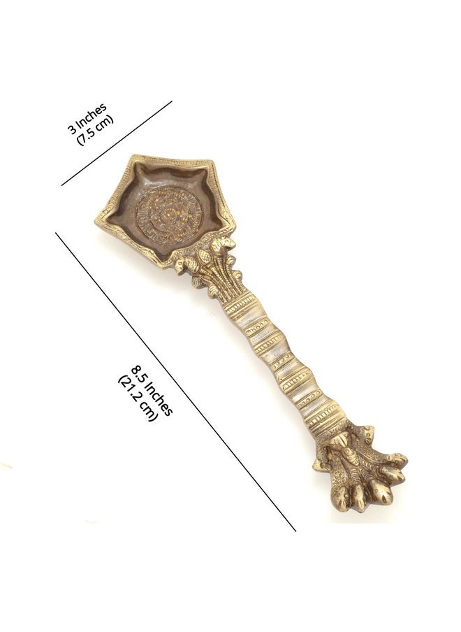 Two Moustaches Two Moustaches Brass Panchmukhi Nag Head Pooja Spoon, Havan Spoon, Traditional Brass Pooja Items, Standard, Pack of 1  - Image 3