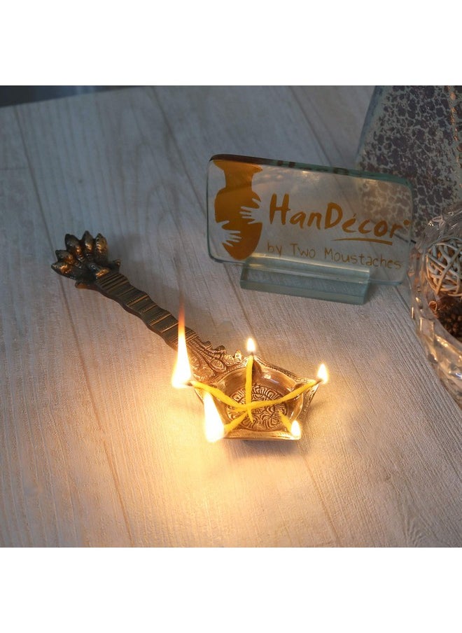 Two Moustaches Two Moustaches Brass Panchmukhi Nag Head Pooja Spoon, Havan Spoon, Traditional Brass Pooja Items, Standard, Pack of 1  - Image 5