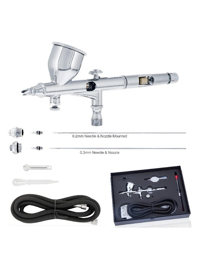 فينجدا طقم إيربرش Fengda بريميوم 0.2 & 0.3mm جرافيتي فيد، مزدوج الحركة، مع فونية وإبرة وخراطيم هواء 2 متر (FE-180K) - Image 1