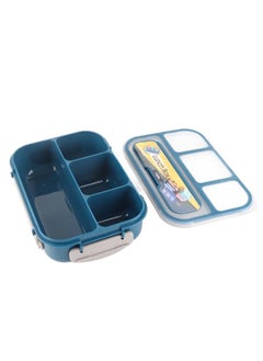 Thoraya 16PCS Set Bento Box Reusable 1300ml 4 Compartment Adult Lunch Box with Spoon for Fruit Lunch Blue  - Image 3
