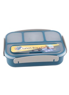 Thoraya 16PCS Set Bento Box Reusable 1300ml 4 Compartment Adult Lunch Box with Spoon for Fruit Lunch Blue  - Image 2