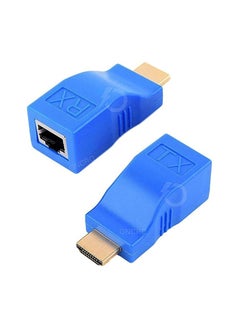 تيرابايت HDMI موسع 30 متر إلى RJ45 LAN Ethernet Port 4K HDMI Network Transmitter (TX) Receiver (RX) محول Dongle Converter Over Cat5e Cat6 for HDTV 1080P - ازرق