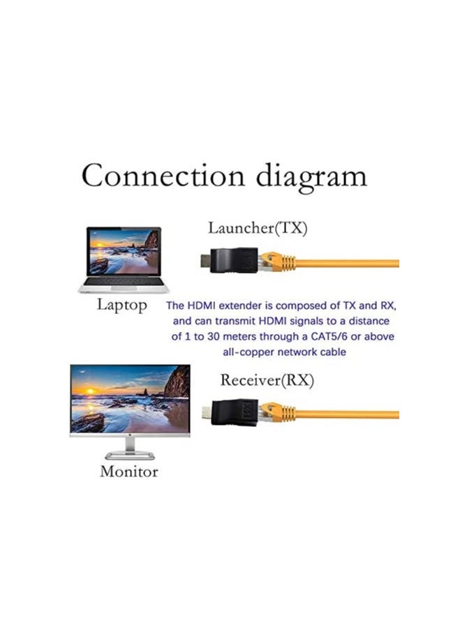 تيرابايت - تيرابايت HDMI موسع 30 متر إلى RJ45 LAN Ethernet Port 4K HDMI Network Transmitter (TX) Receiver (RX) محول Dongle Converter Over Cat5e Cat6 for HDTV 1080P - ازرق - Image 1
