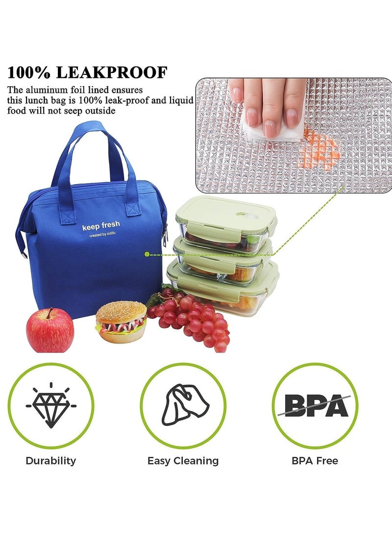 SOLARAE حقيبة غداء بينتو، حقيبة معزولة حرارياً سميكة، حقيبة حمل غداء مبردة، حقيبة حمل للطلاب والنساء والرجال للنزهات والعمل في الهواء الطلق باللون الأزرق - Image 2