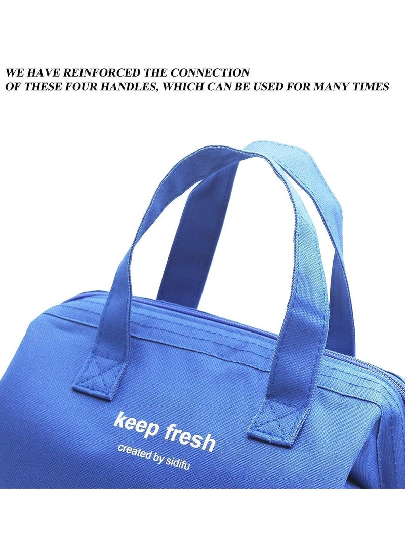 SOLARAE حقيبة غداء بينتو، حقيبة معزولة حرارياً سميكة، حقيبة حمل غداء مبردة، حقيبة حمل للطلاب والنساء والرجال للنزهات والعمل في الهواء الطلق باللون الأزرق - Image 3