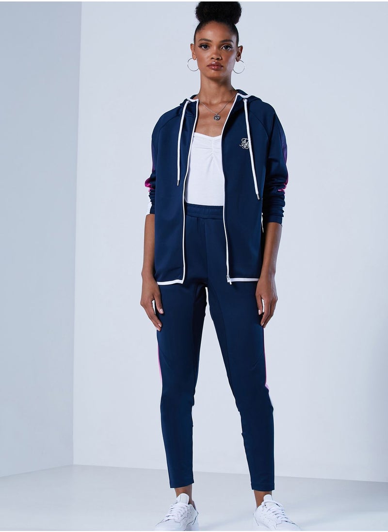 SikSilk - Athlete Stripe Hooded Track Jacket - Image 1
