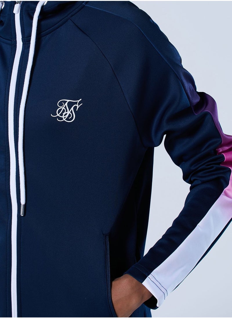 SikSilk - Athlete Stripe Hooded Track Jacket - Image 1