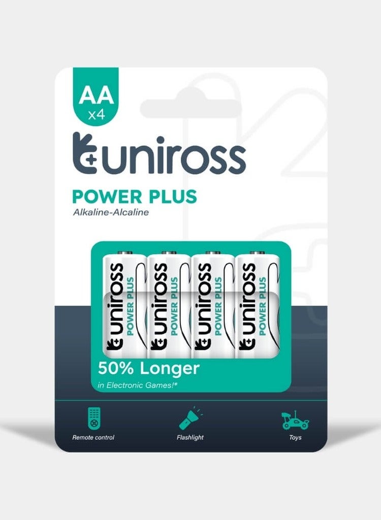 Uniross LR6 AA Power Plus Alkaline Battery (Pack 4)