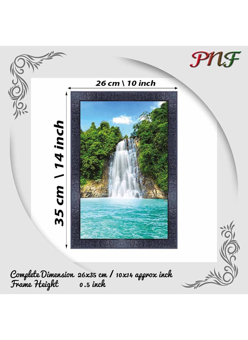 PNF - pnf Poster And Frames Vastu Waterfall Landscape Scenery Wooden Photo Frame With Acrylic Sheet | Living Room, Bedroom | Home Decoration | Best Gifting Option (10x14inch Multicolour,Synthetic) 1705 - Image 1