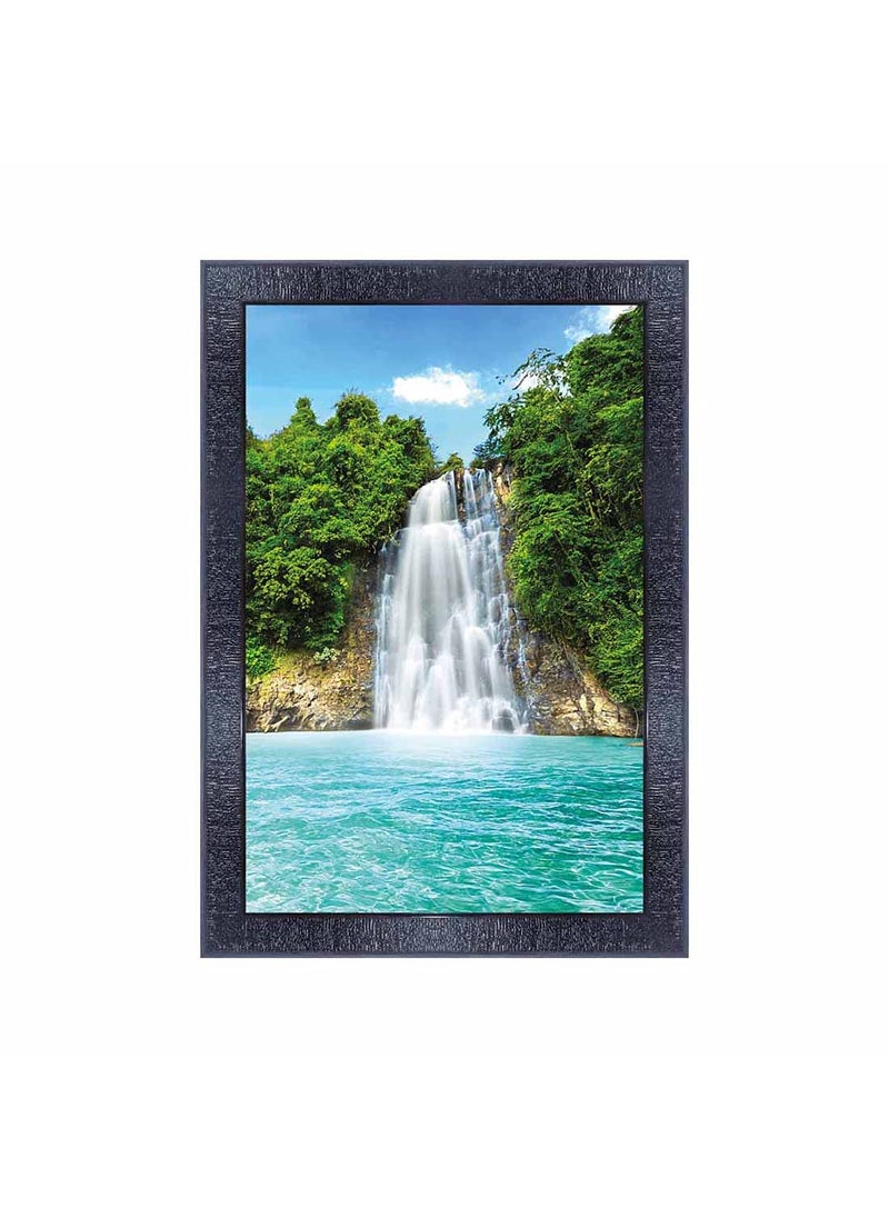 PNF - pnf Poster And Frames Vastu Waterfall Landscape Scenery Wooden Photo Frame With Acrylic Sheet | Living Room, Bedroom | Home Decoration | Best Gifting Option (10x14inch Multicolour,Synthetic) 1705 - Image 1