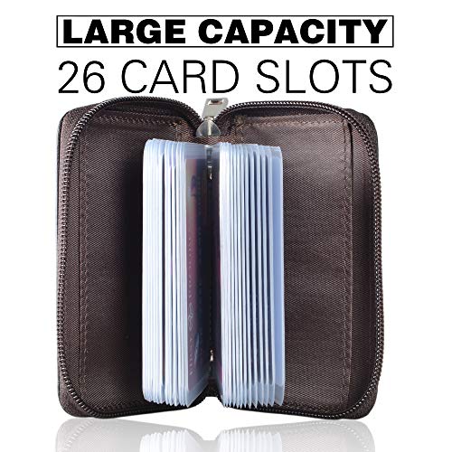 Easyoulife Genuine Leather Credit Card Holder Zipper Wallet With 26 Card Slots (Coffee) - Image 3