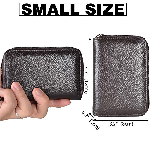 Easyoulife Genuine Leather Credit Card Holder Zipper Wallet With 26 Card Slots (Coffee) - Image 4